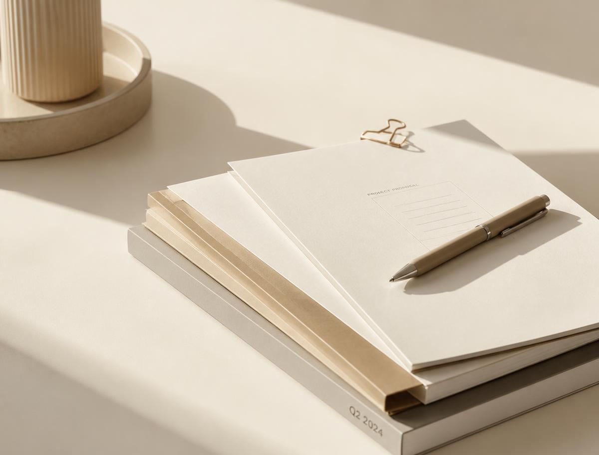 Documents professionnels posés sur un bureau
